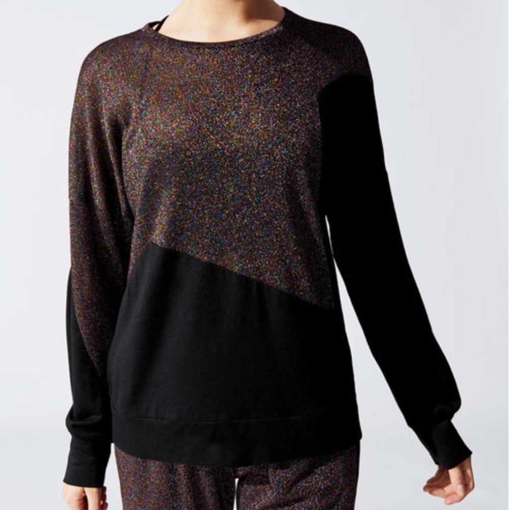 TEREZ Lurex Star Long Sleeve Crewneck